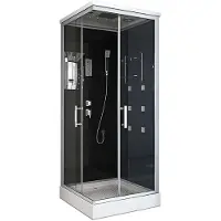 HOME DELUXE - Komplettdusche WAVE M - Schwarz, Maße: 90 x 90 - inkl. Radio, Regendusche und komplettem Zubehör I Fertigdusche, Dusche, Duschtempel