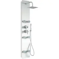 HOME DELUXE - Duschpaneel - DIVE Weiß - Maße: 150 x 25 x 9 cm, Front: Glas, inkl. Tropenbrause und komplettem Zubehör