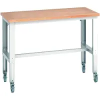 Bott Werkbank cubio 3 Multiplex-Platte 1500 x 750 x 840-1140 mm RAL 7035