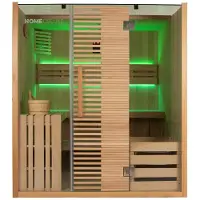 HOME DELUXE - Traditionelle Sauna - OMAHA - 180 x 150 x 200 cm - für 4 Personen - Fichtenholz, inkl. Saunaofen I Dampfsauna Aufgusssauna