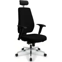 Versee V1404 Chefsessel Schwarz aus Stoff – ergonomischer Schreibtischstuhl, hochwertiger Bürostuhl, bequemer Drehstuhl, bis 150 kg belastbar