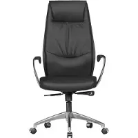 FineBuy Bürostuhl Schwarz Echt-Leder Schreibtischstuhl 120KG Chefsessel mit Synchronmechanik Drehstuhl