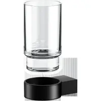 Keuco PLAN Glashalter, Echt-Kristallglas, 14950379000, Farbe: Schwarz Matt