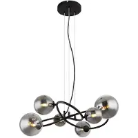 Globo Lighting LED Pendelleuchte, Metall schwarz, Rauchglas, L 62,2 cm