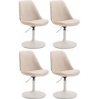 CLP 4er Set Esszimmerstühle Maverick Stoff drehbar und stufenlos verstellbar creme Gestell Farbe weiß