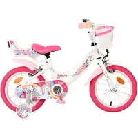 Volare Unicorn Kinderfahrrad für Mädchen, 14 Zoll, Weiß, Zwei Handbremsen