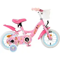 Volare Magic Royals Kinderfahrrad Mädchen 12 Zoll Rosa mit Korb Stützrädern und Sicherheitsbremsen