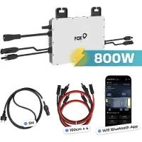 SUNNIVA FOX ESS Mikro-Wechselrichter 800 W M1-800-E für Balkonkraftwerk 2 MPPT mit WIFI inkl. 5 m Anschlusskabel & 4x 1 m Solar-Verlängerungen Micro Inverter