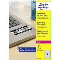 Sans marque Typenschildetiketten L6013-20, extrem robust, geeignet für SW-Laserdrucker, 210 x 297 mm, 20 Stück/20 A4-Bogen, Polyesterfolie, silber