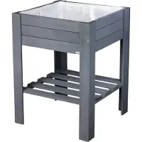 WAGNER System WAGNER GreenFAMILY Hochbeet GreenBOX Light - 53,5 x 53,5 x 70 cm, Massivholz, anthrazit, Regalboden & Pflanztasche - 25035001