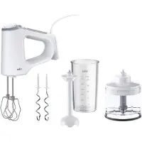 Braun MultiMix 3 - Handmixer mit 4 Zubehörteilen, 550 Watt, Weiß