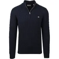 Gant für Herren. 8050603 Marineblauer Pullover mit halbem Reißverschluss (XXL), Lässig, Baumwolle