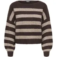 ONLY Pullover in Dunkelbraun/ Beige - L