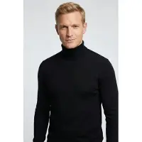JOOP! Rollkragenpullover JOOP "Donte", Herren, Gr. XXL, schwarz (dunkelblau), Strick, Obermaterial: 100% Wolle, unifarben, regular fit normal, Rippbündchen, Pullover Rollkragenpullover, aus reiner Wolle