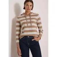 Cecil Strickpullover mit Kapuze und Streifen