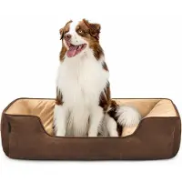 Lionto Hundebett – 2-in-1 Wendekörbchen, weich gepolstert & pflegeleicht, mit tiefem Einstieg, 110x80 cm, braun/beige
