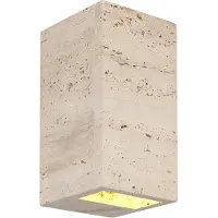 Globo LED Wandleuchte Rojas 6W warmweiss Weiß matt Metall Travertine Stein 16x8cm