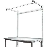 Manuflex Aufbauportal m. Ausleger, Grundtisch STANDARD Arbeitstisch/Werkbank UNIVERSAL/PROFI, 1250 mm, lichtgrau