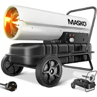 MASKO Heizkanone 30kW Diesel Bautrockner Bauheizer Heißluftgenerator Heizgebläse 34L Tank mit Thermostat Ölheizer Luftstrom 750m³/h/Stunde Ölbeheizung Heizlüfter Heizstrahler