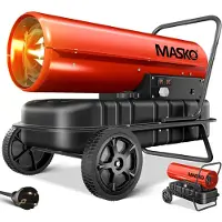 MASKO Heizkanone 30kW Diesel Bautrockner Bauheizer Heißluftgenerator Heizgebläse 34L Tank mit Thermostat Ölheizer Luftstrom 750m³/h/Stunde Ölbeheizung Heizlüfter Heizstrahler