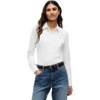 Tommy Hilfiger Damen Hemd 1985 Slim mit Spitzkragen, Weiß (Ecru), XXS