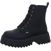 Buffalo Schnürboots "ASPEN", Damen, Gr. 40, Textil, schwarz, Lederimitat, Schuhe Schnürboots, Schnürstiefelette, Boots mit Reißverschluss