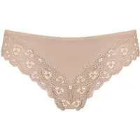 Triumph Slip "Lovely Micro Tai", Damen, Gr. M, Microfaser, beige (macchiato), Microfaser, Obermaterial: 80% Polyamid, 20% Elasthan, Unterhosen Slip, mit Spitzenbesatz