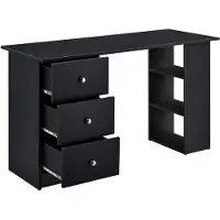 En.casa Schreibtisch 120x50x72cm Bürotisch mit Schubladen Schwarz Ablage Regal PC Tisch []
