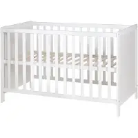 Roba 2-in-1 Beistell- & Babybett 60x120 + 'safe asleep' Matratze, weiß, höhenverstellbar, 5 Schlupfsprossen, inkl. Lattenrost & Matratze