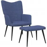 vidaXL Relaxsessel mit Hocker Blau Stoff