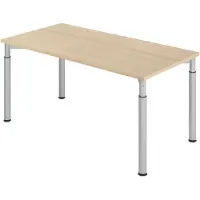 Hjh OFFICE PRO YAMA 16 S | 160x80 - 160 x 80 Eiche/Silber höhenverstellbar