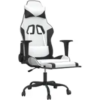 vidaXL Gaming-Stuhl mit Fußstütze Weiß und Schwarz Kunstleder
