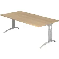 Hjh OFFICE PRO FARO 2E S - 200 x 100 Eiche/Silber höhenverstellbar