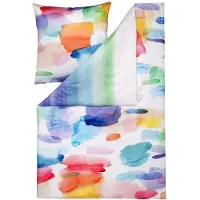 Estella Mako-Satin Wendebettwäsche Splash multicolor 135x200 cm + 80x80 cm