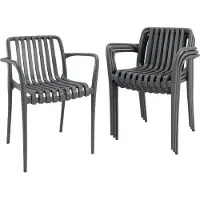 Outsunny Gartenstühle 4er Set Stapelbare Terrassenstühle mit Lamelldesign
