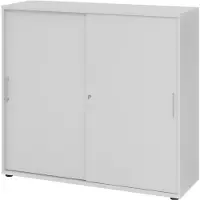 Hjh OFFICE PRO BETA 1753S - 3 OH Grau/Grau Schiebetürenschrank Metallgriff