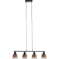 NINO LEUCHTEN Pendelleuchte 4-flg ESRA Schwarz, Draht-Rattan Schirme, 31340408