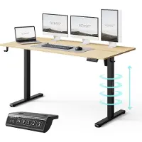 Sense7 NOJO LIGHT Höhenverstellbarer Schreibtisch Elektrisch 140x70 cm Hellbraun Schwarz Gaming Tisch Computertisch Stehtisch Memory Arbeitstisch