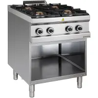 GastroHero Gasherd 4 Brenner 28 kW Serie 700 Edelstahl Standgerät offen Unterbau Italy Profi Gasherd