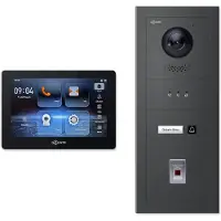 Goliath 2-Draht modulare Video Türsprechanlage Unterputz Set für 1 Familienhaus 1x 7 Monitor 1 Familienhaus Anthrazit + Fingerprint & Feedback Modul Schwarz