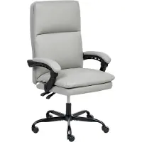 Beliani Chefsessel Hellgrau Kunstleder Gepolstert Höhenverstellung Drehbar Neigungsfunktion Ergonomische Form Bürostuhl Schreibtischstuhl Bürosessel