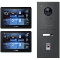 Goliath 2-Draht modulare Video Türsprechanlage Unterputz Set für 1 Familienhaus 2x 7 Monitor + Fingerprint & Feedback Modul Schwarz 1 Familienhaus Anthrazit