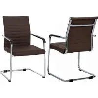 Mendler 2er-Set Besucherstuhl MCW-Q85, Konferenzstuhl Freischwinger, Metall Kunstleder 280 g/m² dunkelbraun