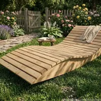 TUGA-Holztech Holzliege Wellenliege Gartenliege Himmelssofa "Pool-Moni" (Lärche) 90cm