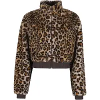 Urban Classics Langmantel "Ladies Cropped Faux Fur Leo Jacket"