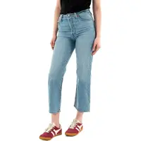 Levi's Ribcage Straight Ankle Cotton Linen Jeans Med Indigo Größe: W33L29 | Straight Jeans Outlet | Damen | Weiß