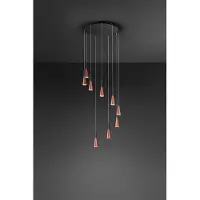 Perenz CONE Pendelleuchter Gold-Rosa Mattschwarz 9x7W 3000K