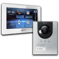 Goliath Hybrid 2-Draht Video Türsprechanlagen Aufputz Set für 1 Familienhaus 1x 7 Monitor 1 Familienhaus Silber