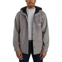 Carhartt Men's Rain Defender Relaxed Fit Heavyweight Hooded Shirt Jac, OILED WA