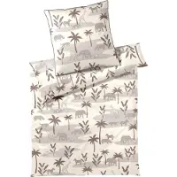 Elegante Mako-Satin Bettwäsche-Garnitur Jungle Graphic Farbe Savanne Größe 155x220+80x80